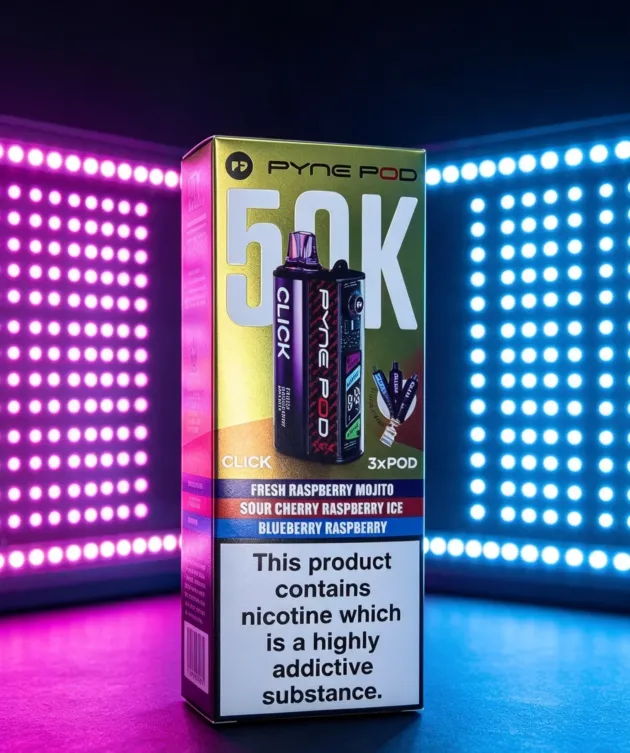Pyne Pod 50K Click – Fresh Raspberry Mojito / Sour Cherry Raspberry Ice / Blueberry Raspberry
