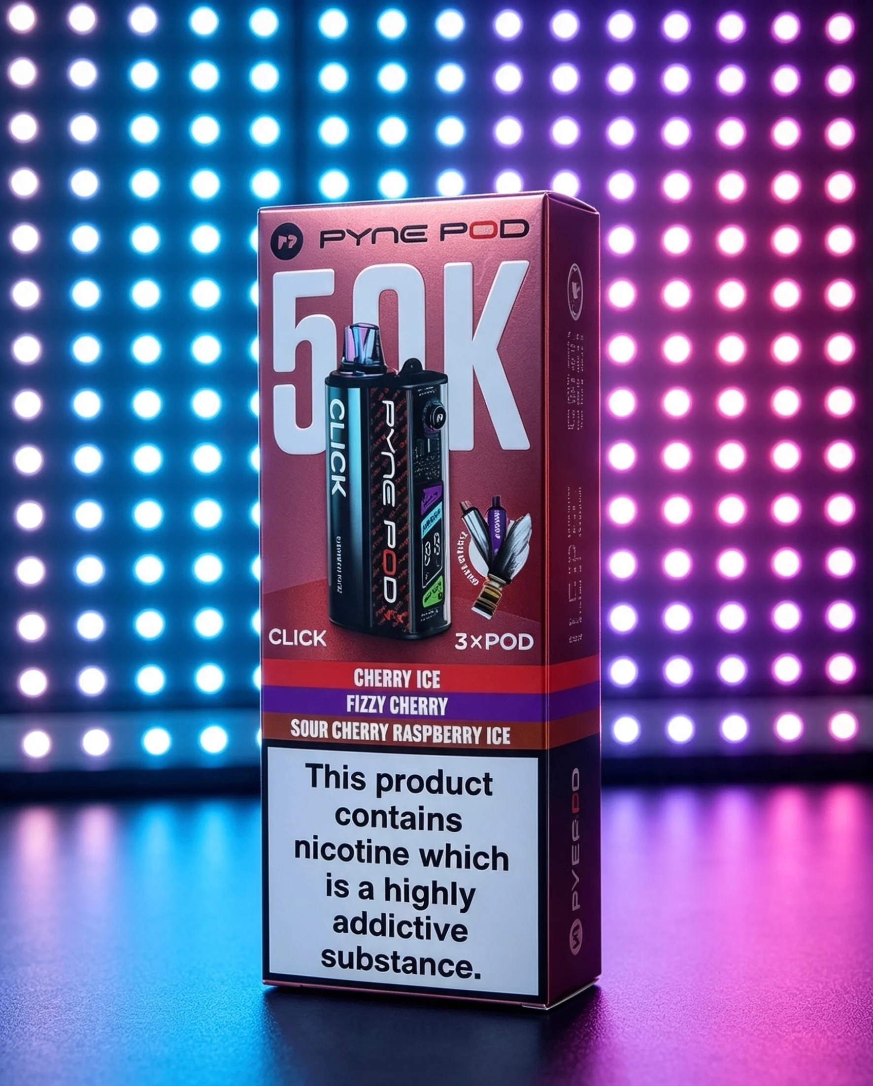 Pyne Pod 50K Click – Cherry Ice / Fizzy Cherry / Sour Cherry Raspberry Ice